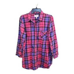 Victoria’s Secret Flannel Button-Front Sleep Gown – Size Large